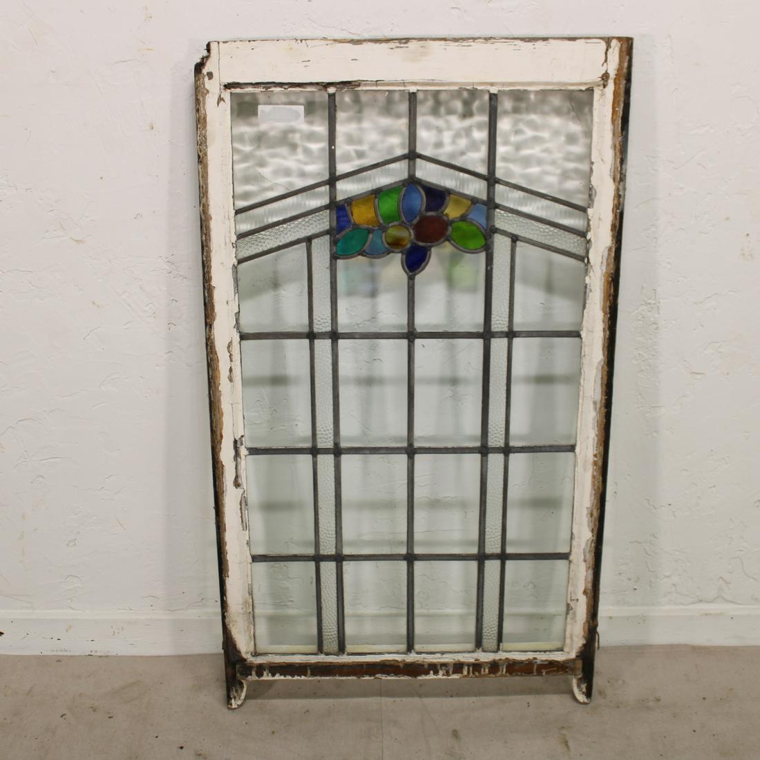 Tall English Stained Glass Window - Multi Colored: Tall English Stained Glass Window - Multi Colored Petals 44in tall x 25 wide