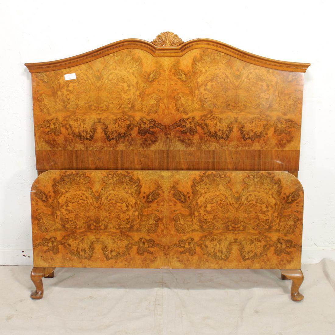 English Walnut Bed: English Walnut Bed - 49in tall x 50in wide x This bed is a British size which can easily be converted to an American size using a universal metal bed frame - Matches Lot 150 & 151