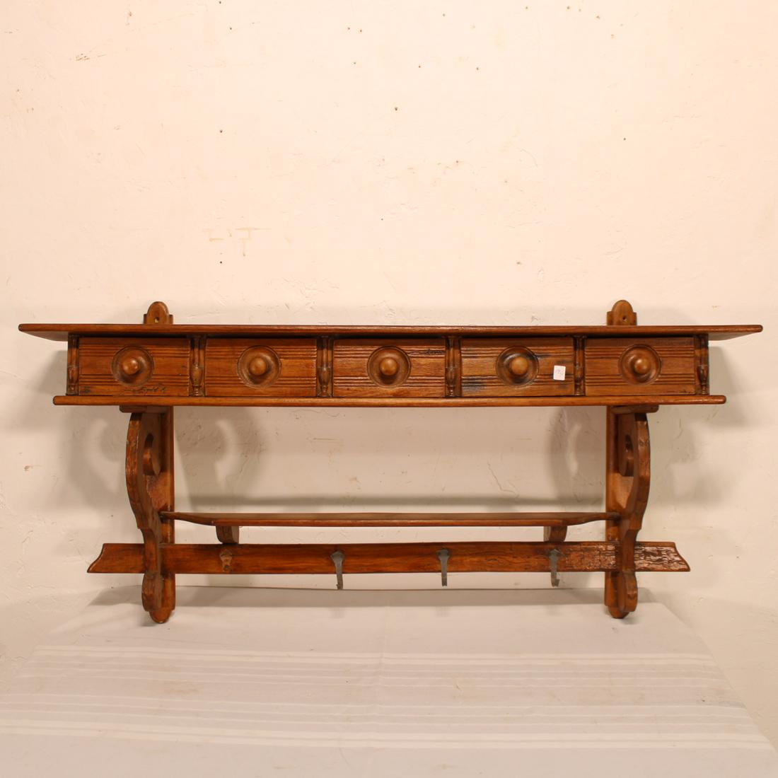 European Farmhouse Wall Shelf with Drawers: European Wall Shelf with Drawers - 23 tall x 49 x 8