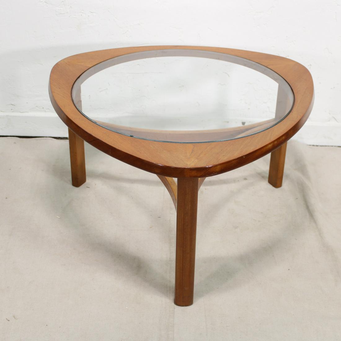 Mid Century Modern Triangular coffee Table with Glass (1 of 2)