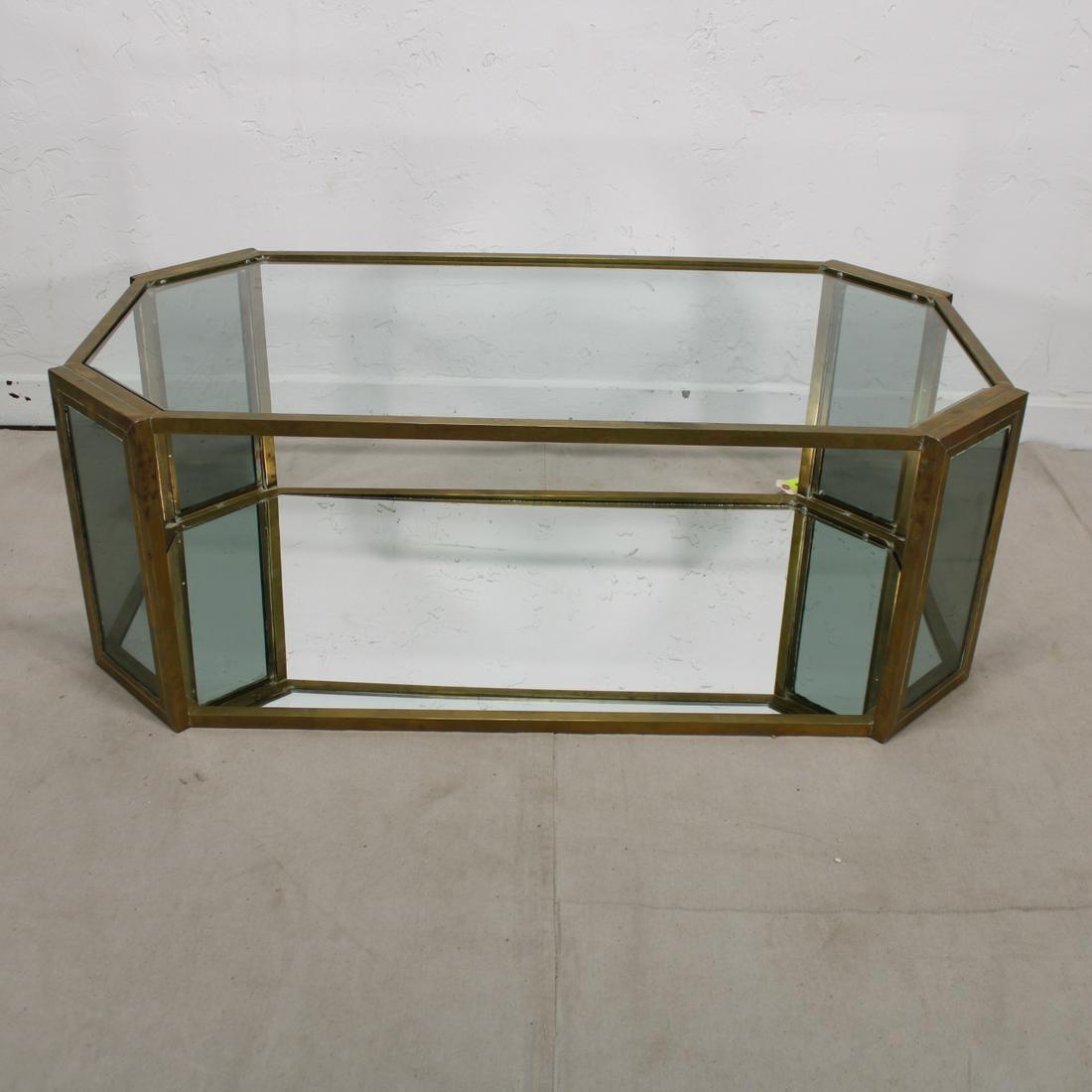 Regency Style Glass, Brass & Mirror Coffee Table (1 of 3)