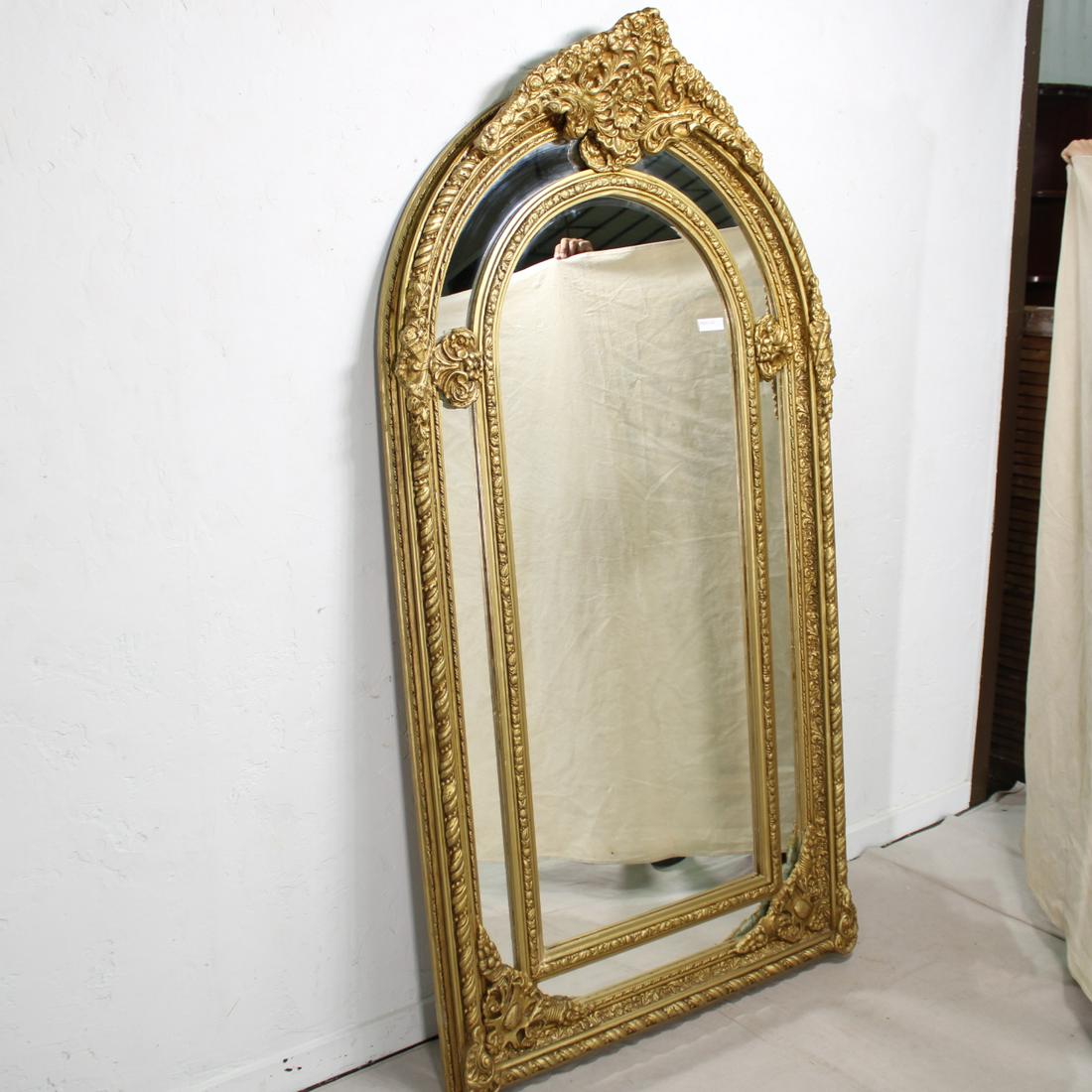 Large Arch Top Gold Framed French Style Mirror #1 (1 of 5)