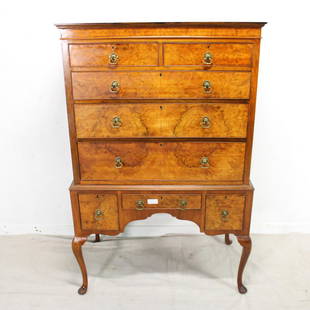 Tall British Chest on Queen Anne Legs in Walnut: Tall British Chest on Queen Anne Legs in Walnut 57 tall x 27 wide x 17 deep