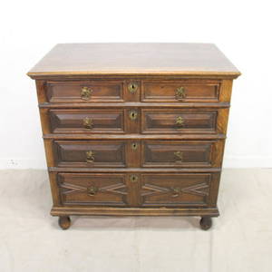 Jacobean Revival Chest with 4 Drawers & Paneled sides