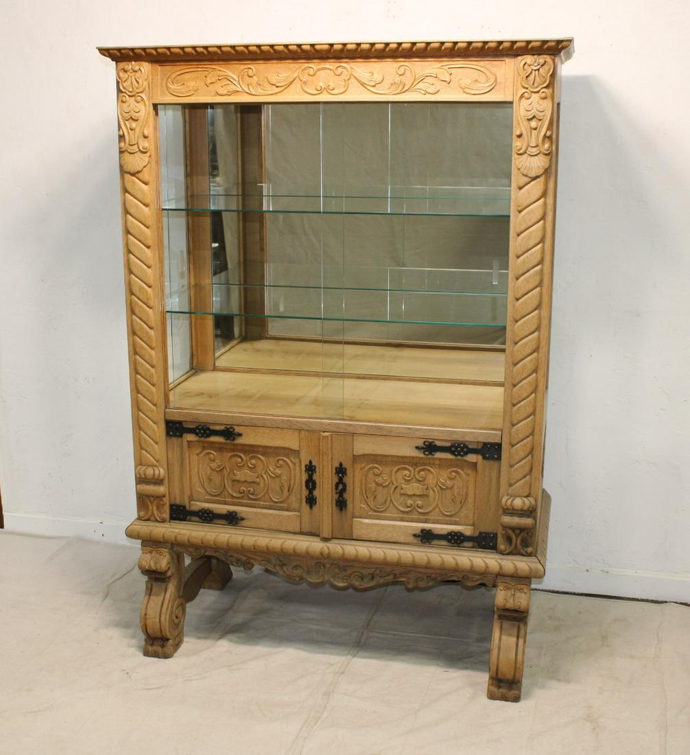 Heavily Carved Oak Spanish Style Showcase (1 of 5)
