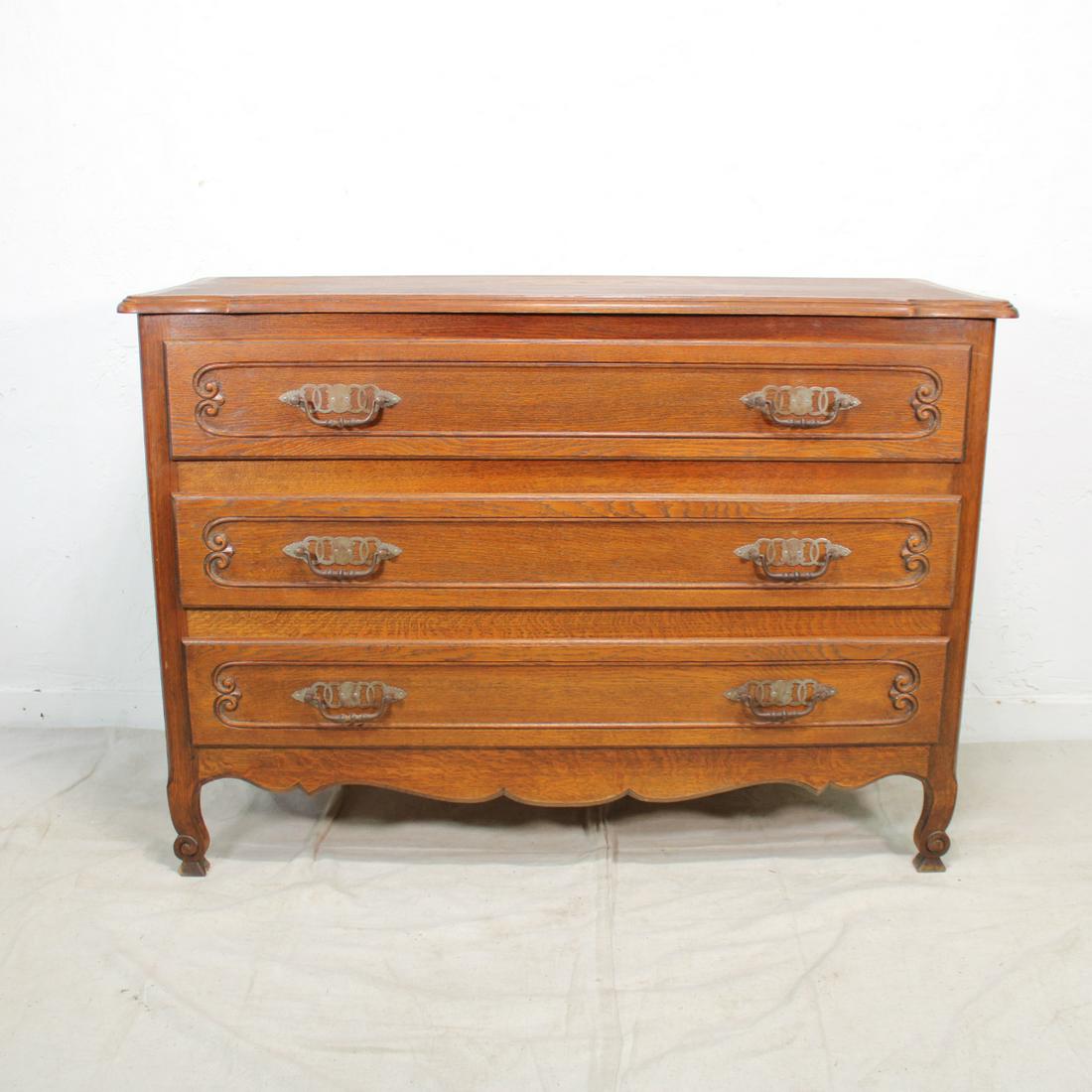 Three Drawer European Commode in Oak (1 of 5)