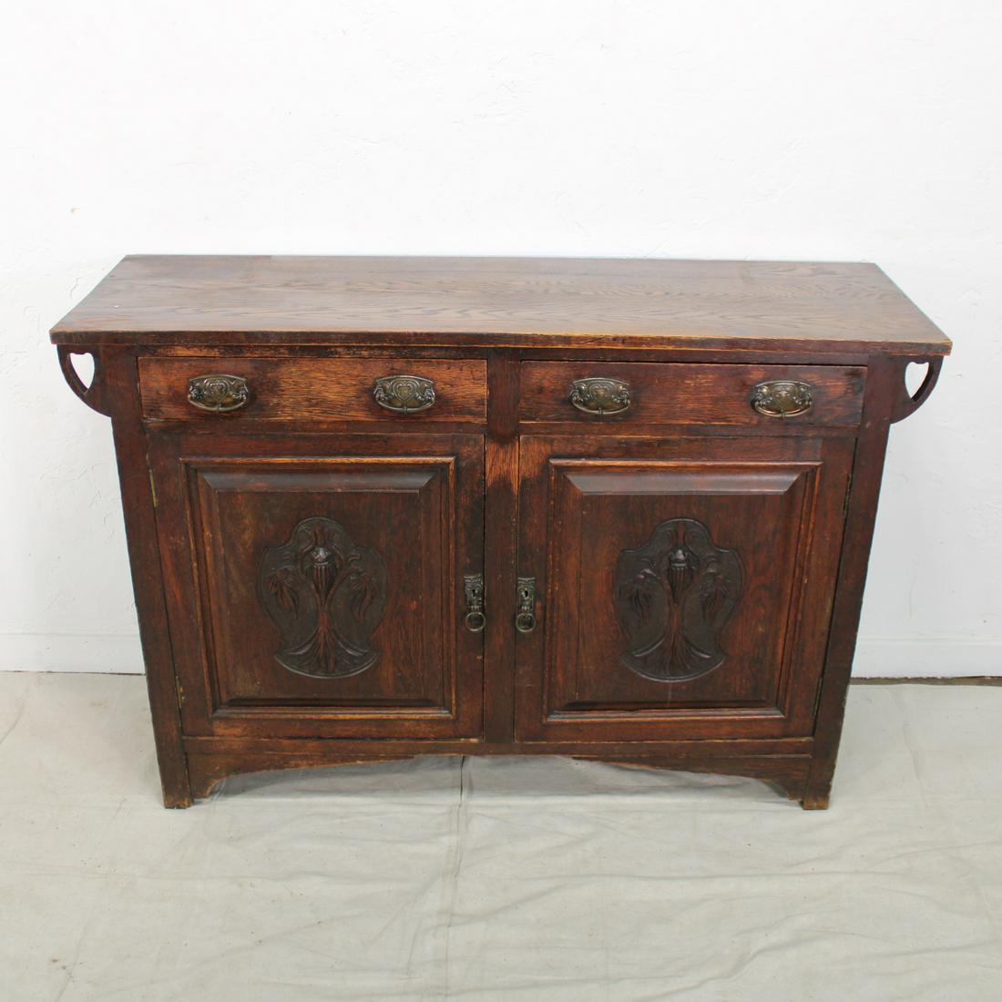 Dark Oak Art Nouveau Sideboard (1 of 3)