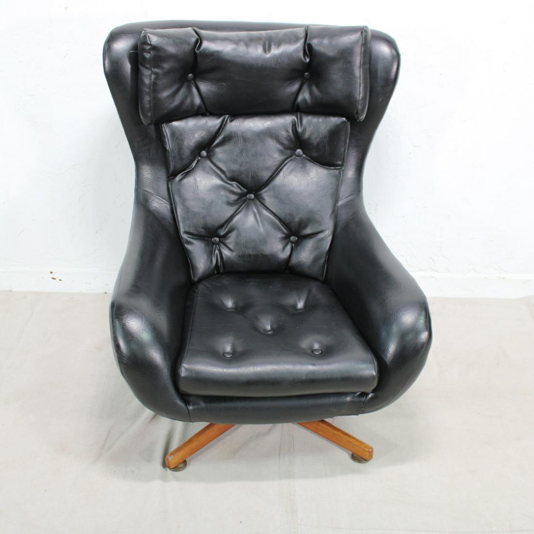 European Black Vinyl Swivel Chair / Villain Chair (1 of 5)