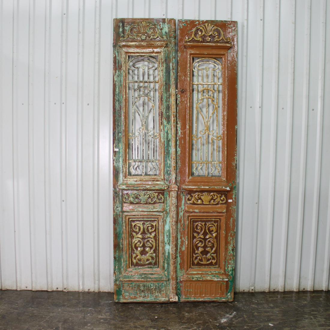 Vintage Brown & Green Door With Metal Panels (1 of 6)