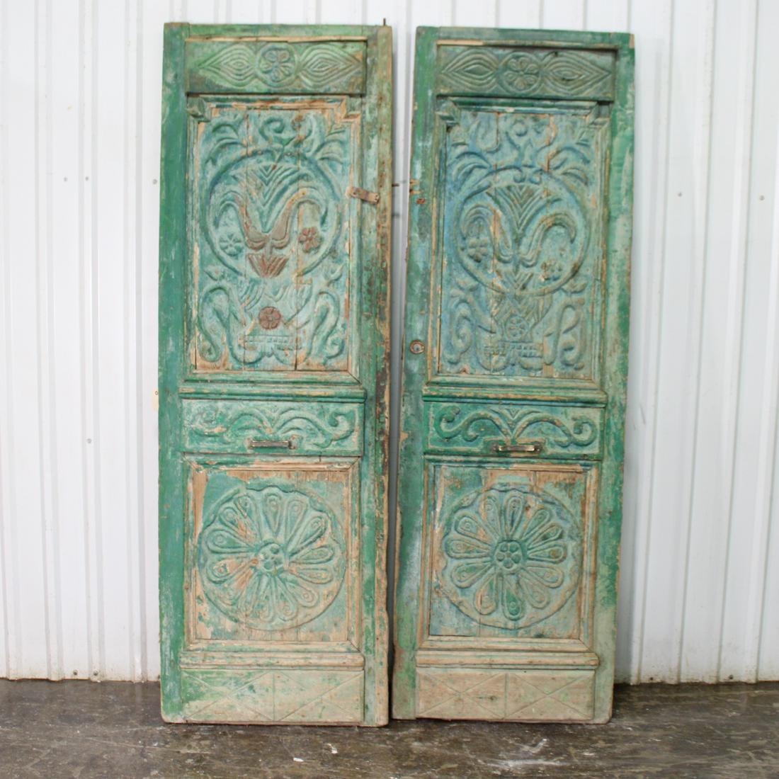 Vintage Green Door with Carved Panels #2 (1 of 6)