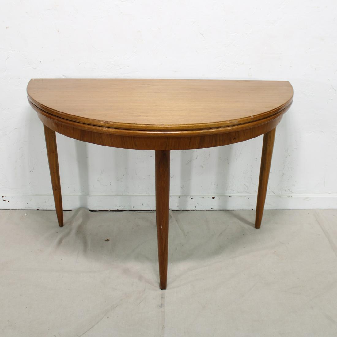 Mid Century Modern Demi Lune Flip Top Table (1 of 7)