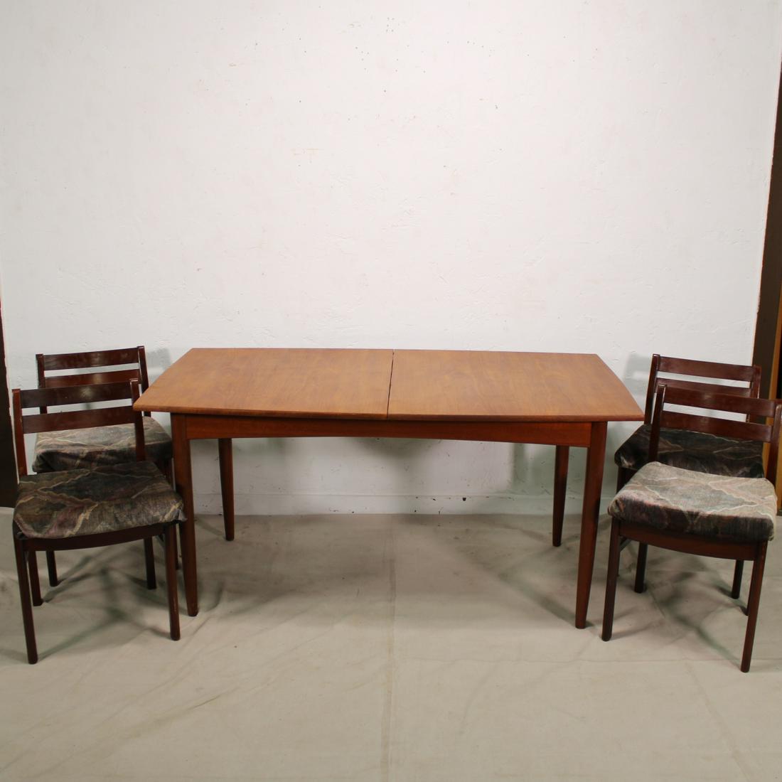 Mid Century Rectangular Teak Dining Table & 4 Chairs (1 of 8)