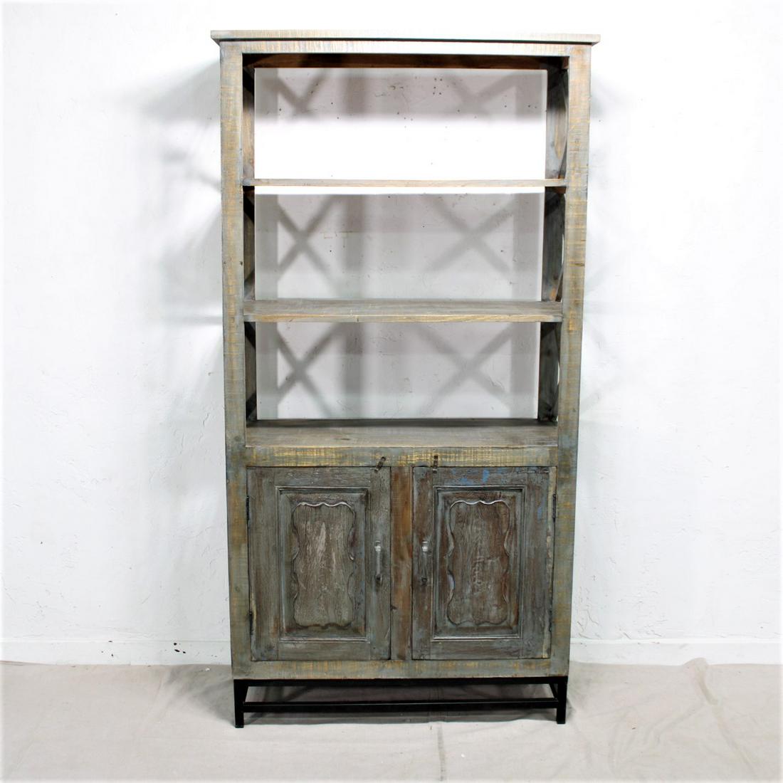 Tall Reclaimed Wood Bookcase on Metal Base (1 of 4)