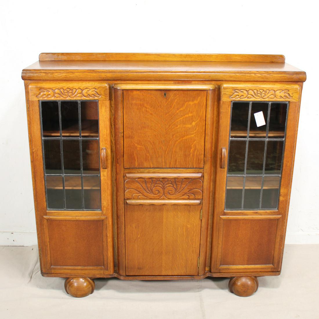 Carved Side by Side Drop Front Secretary Display (1 of 4)