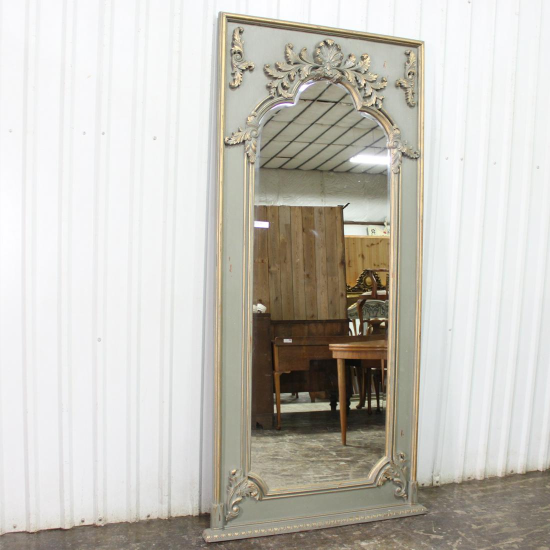 Tall Mirror with Gold Accents in Paris Grey Finish (1 of 3)