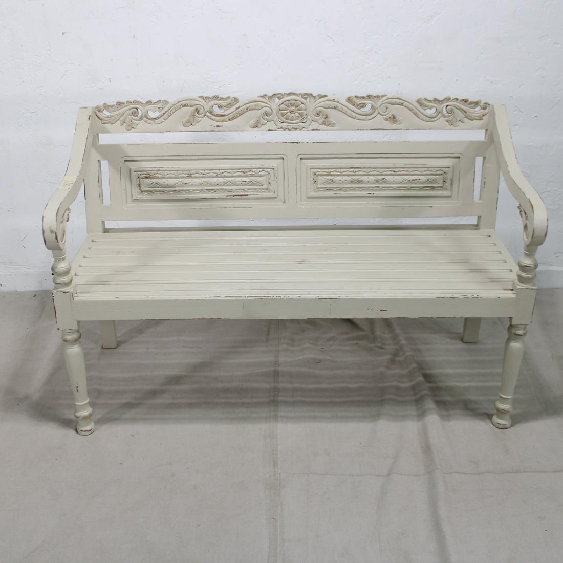 White Chalk Painted Bench Made from New Zealand Pine (1 of 3)