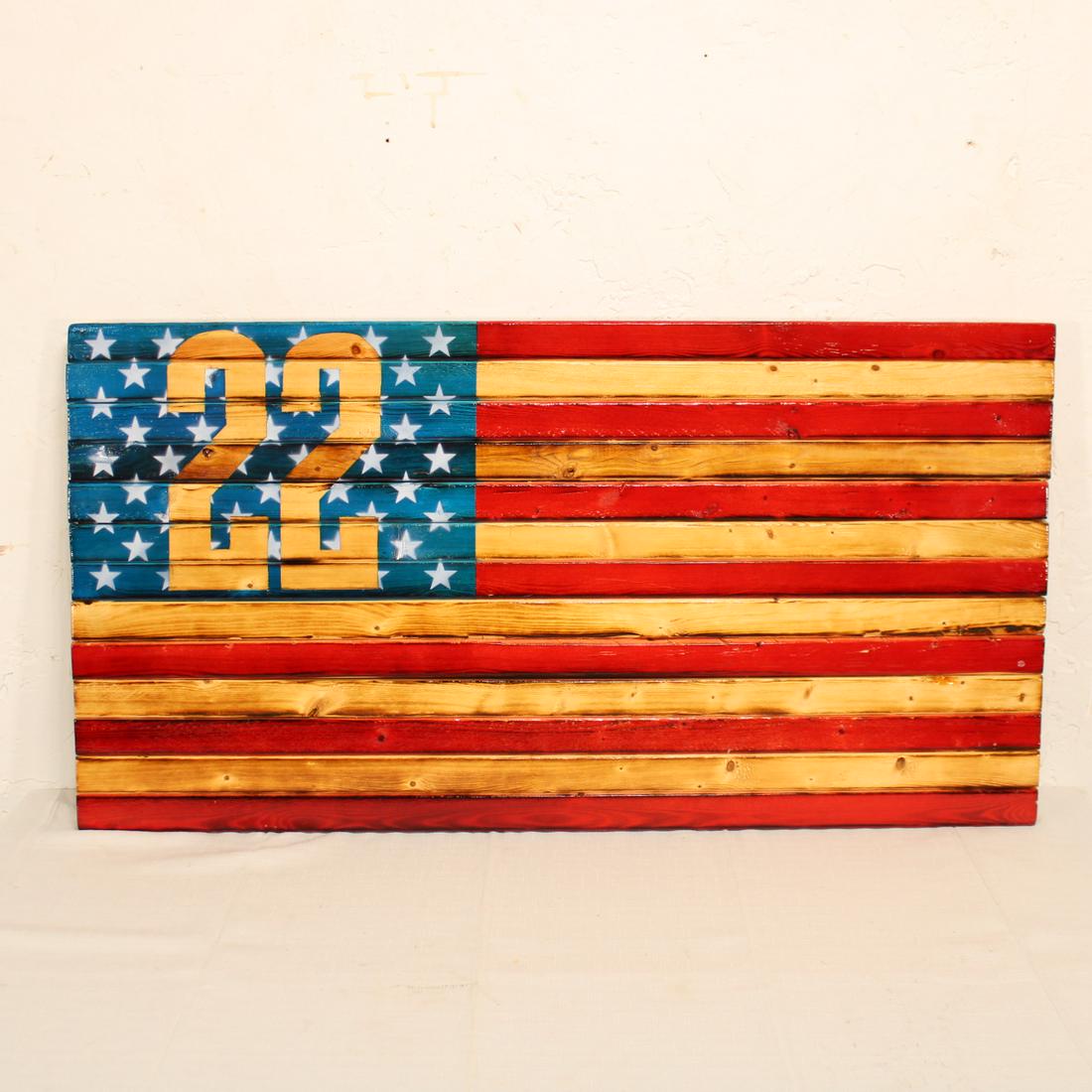 Handmade Wooden American Flag with "22" in Corner  #1 (1 of 3)