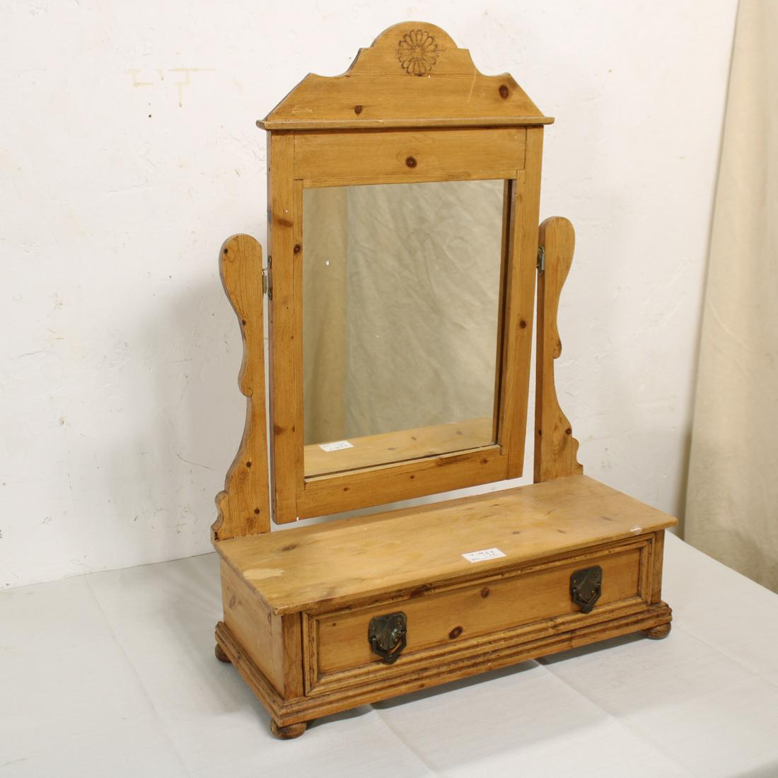 Pine Table Top Dressing Mirror with a Drawer (1 of 4)