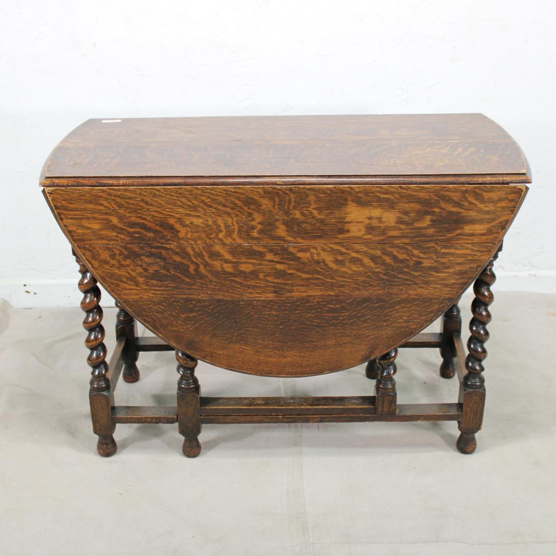 English Oak Drop Leaf Barley Twist Table (1 of 7)