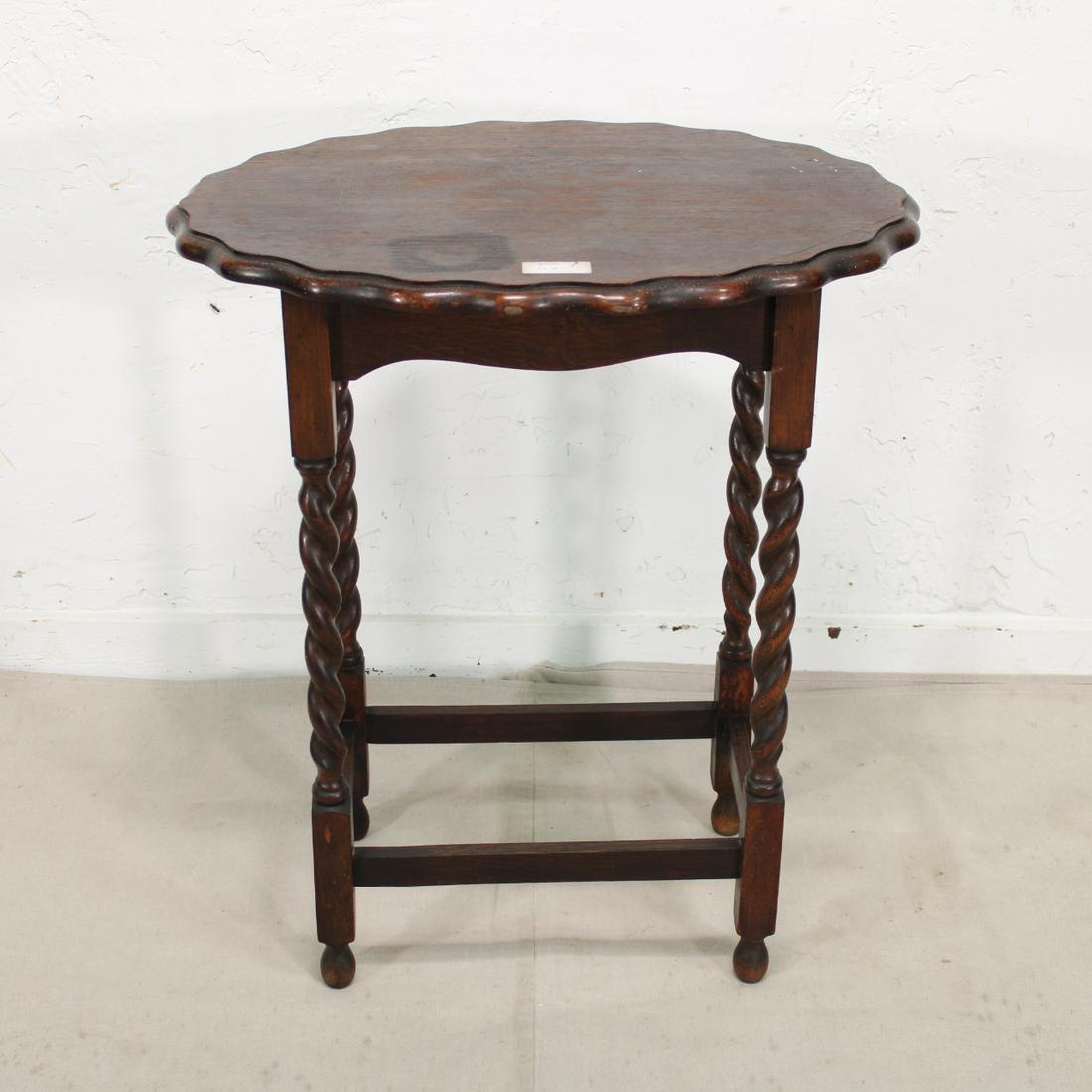 English Barley Twist Side Table with Scalloped Top (1 of 4)