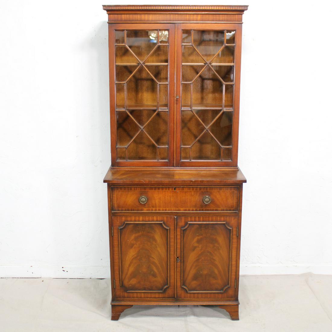 Mahogany Step back Bookcase with Fold Out Desk (1 of 7)
