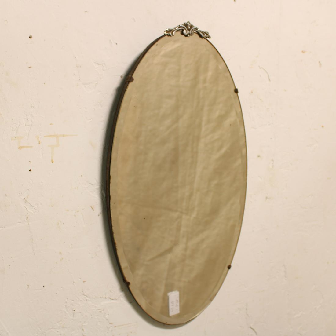 English Oval Unframed Beveled Mirror with Ormolu at Top (1 of 3)