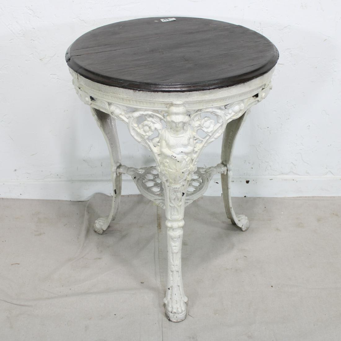 British Pub Table with White Painted Base (1 of 4)