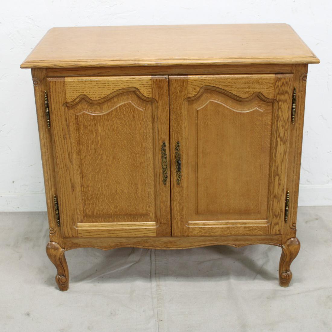 Small Country French Cabinet with 2 Doors in Light Oak (1 of 3)