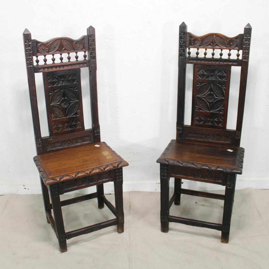 Pair of French Carved Oak Chairs (1 of 3)