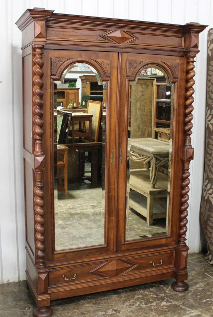 Double Door Mirrored French Robe With Twisted Columns (1 of 3)