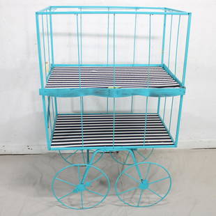 Turquoise Two Tier Metal Cart: Turquoise Two Tier Metal Cart - 51 in tall x 32 x 21