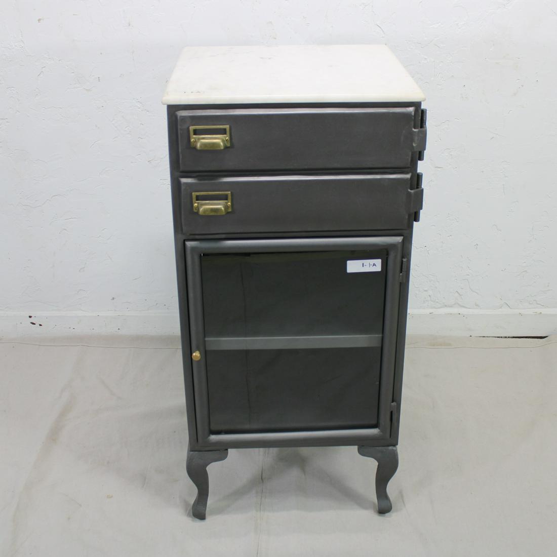 Industrial Style Metal Cabinet with White Marble Top (1 of 4)
