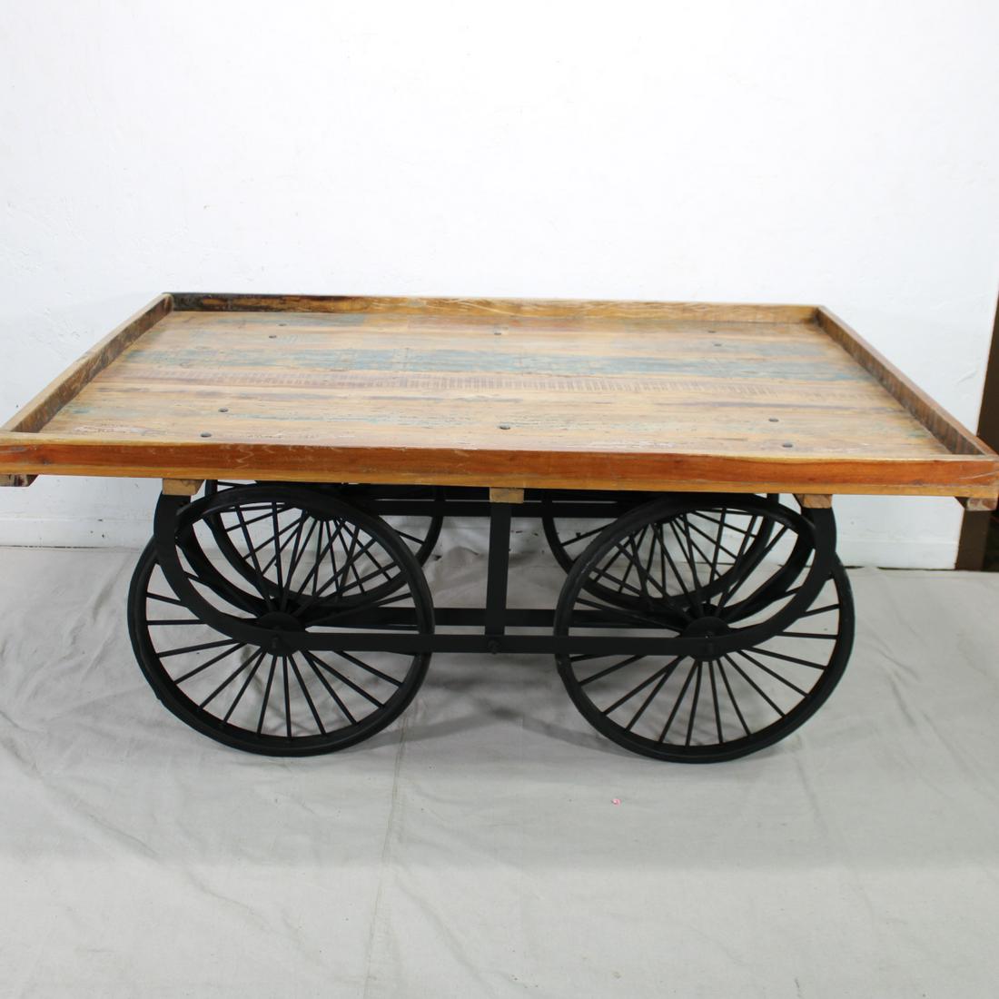 Large Metal Cart with Reclaimed Wood Top (1 of 4)