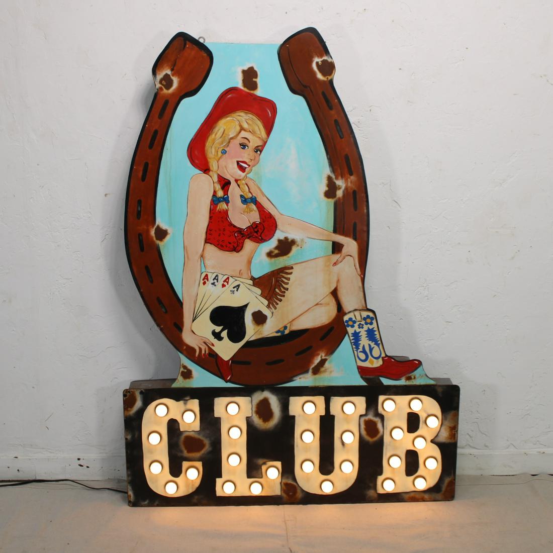 Large "Horseshoe Club" Illuminated Sign (1 of 3)