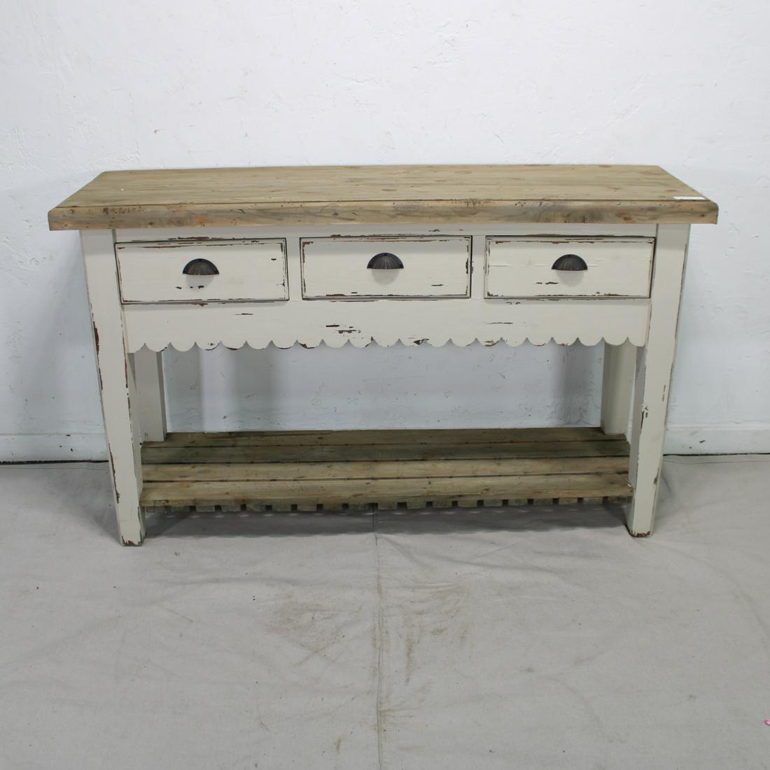 Three Drawer Reclaimed Wood Console with Painted Base (1 of 4)