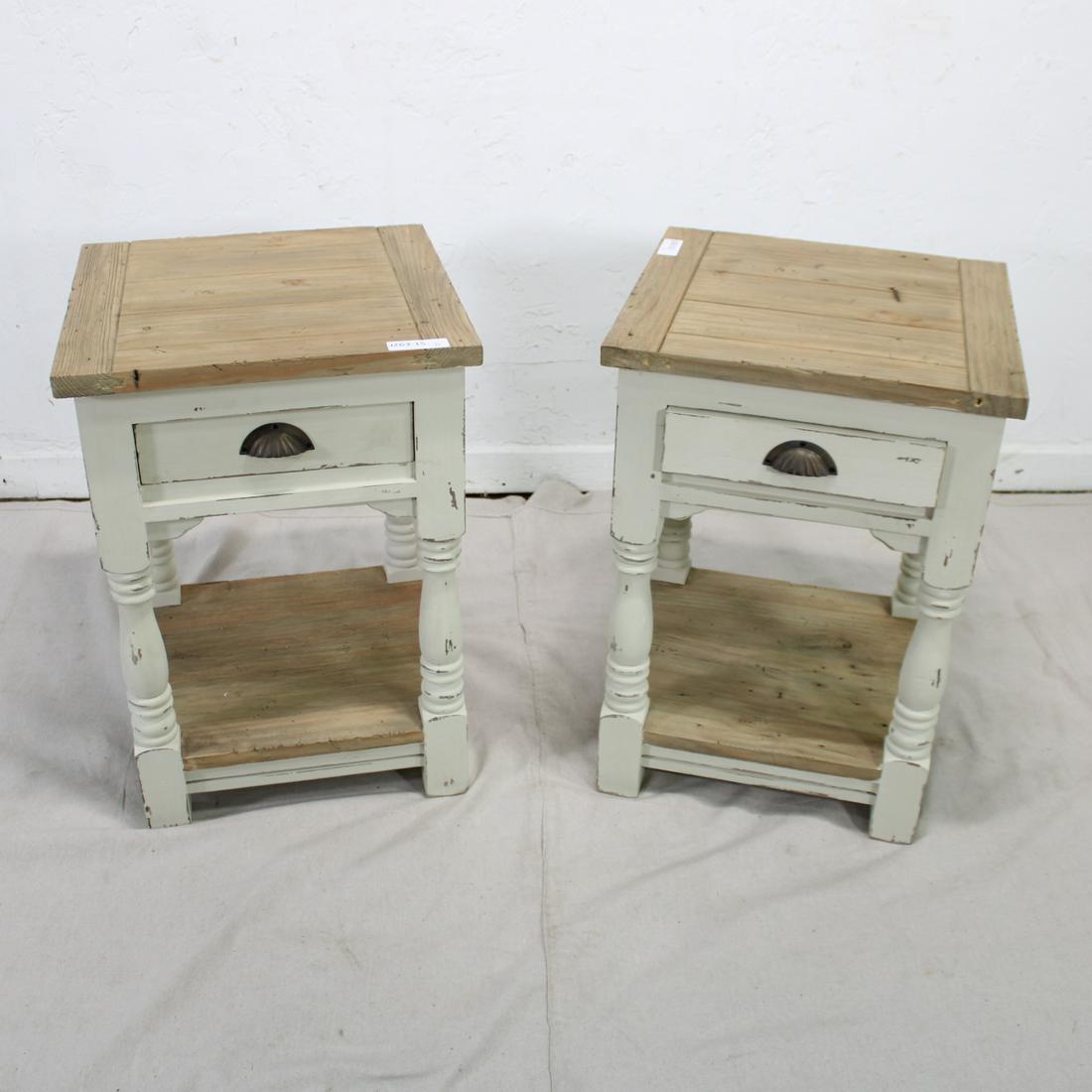 Pair of Night Stands / End Tables with Pine Tops (1 of 4)