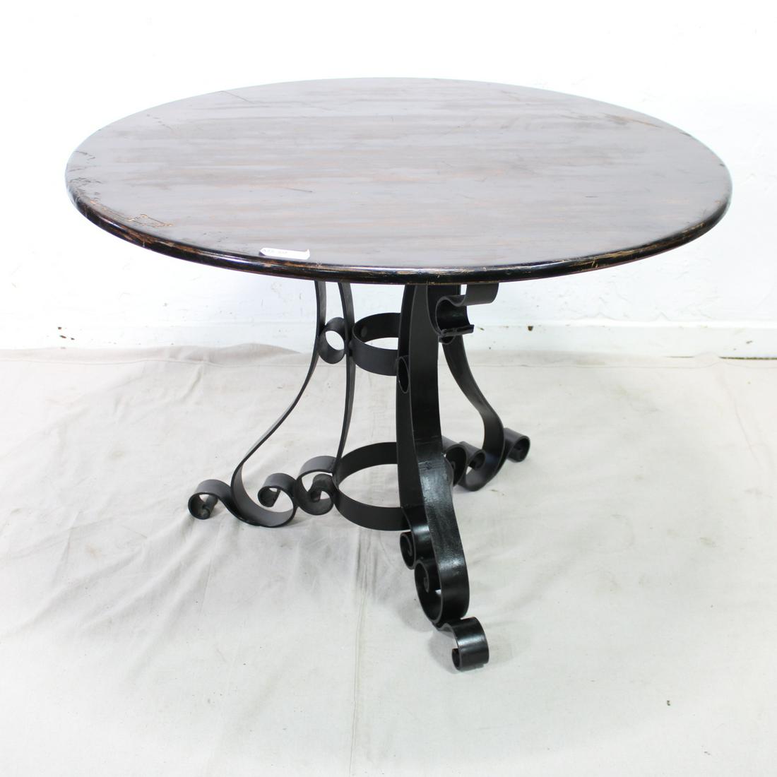 Round Wooden Table with Metal Base (1 of 3)