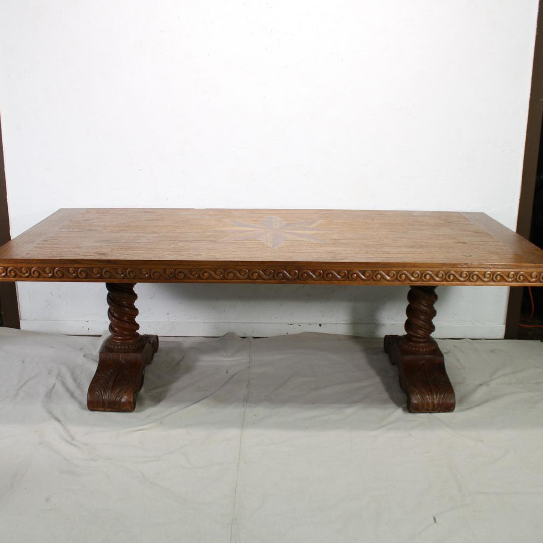 Dining Table with Center Medallion & Twisted Pedestal (1 of 5)