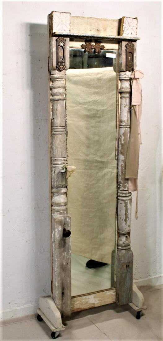 Tall Rolling Mirror Made from Vintage Columns (1 of 6)