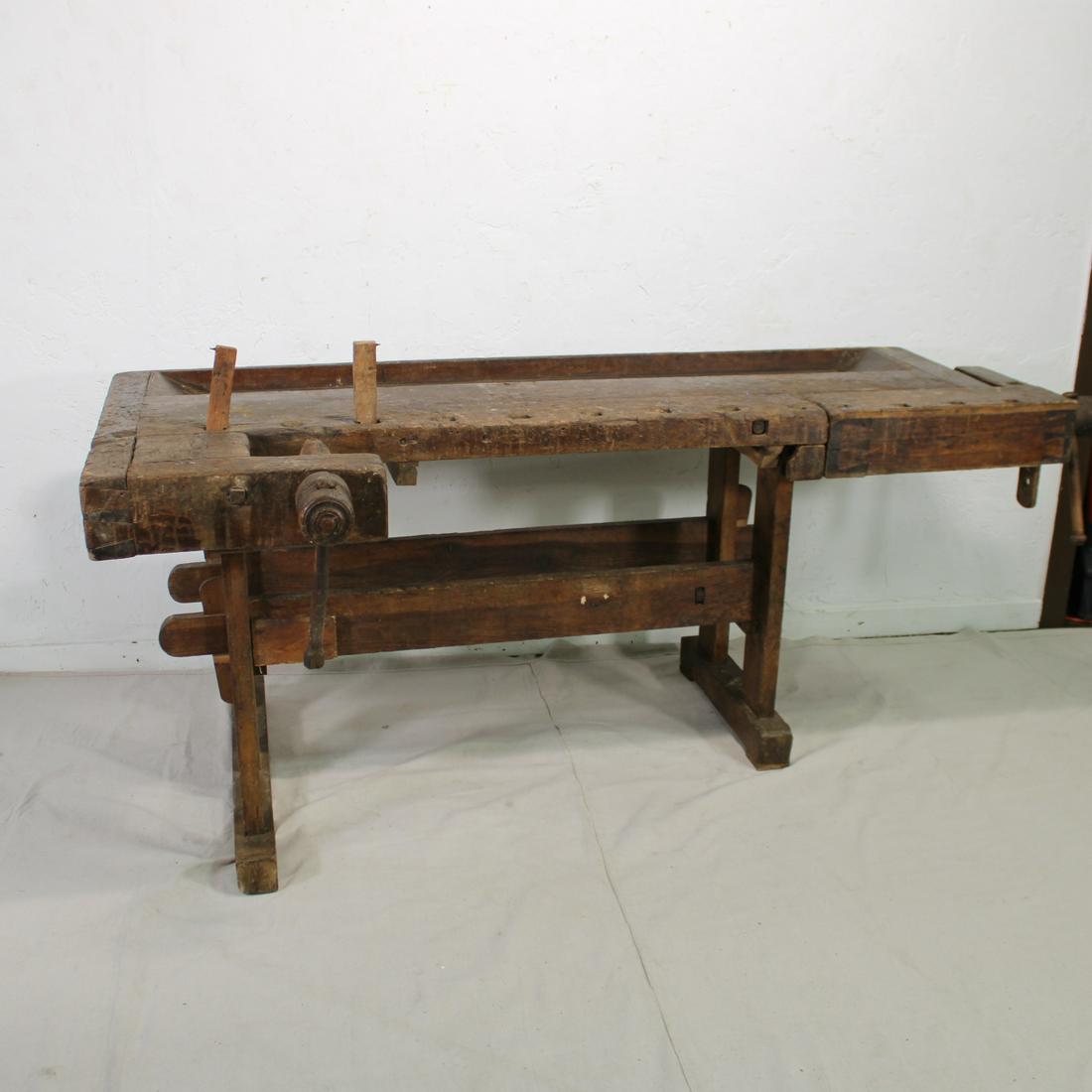European Wooden Work Table with Vice (1 of 5)