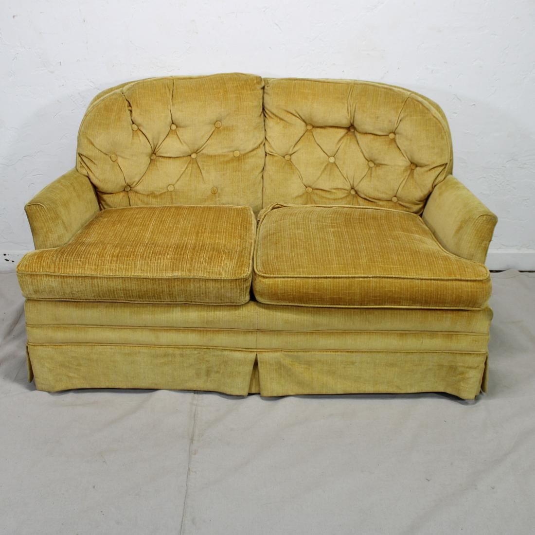 Vintage Gold/Yellow Upholstered Love Seat (1 of 4)
