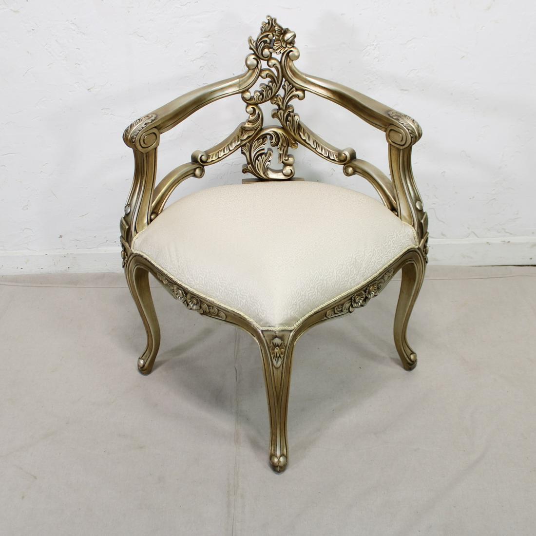 Carved, Upholstered Corner Chair (1 of 3)