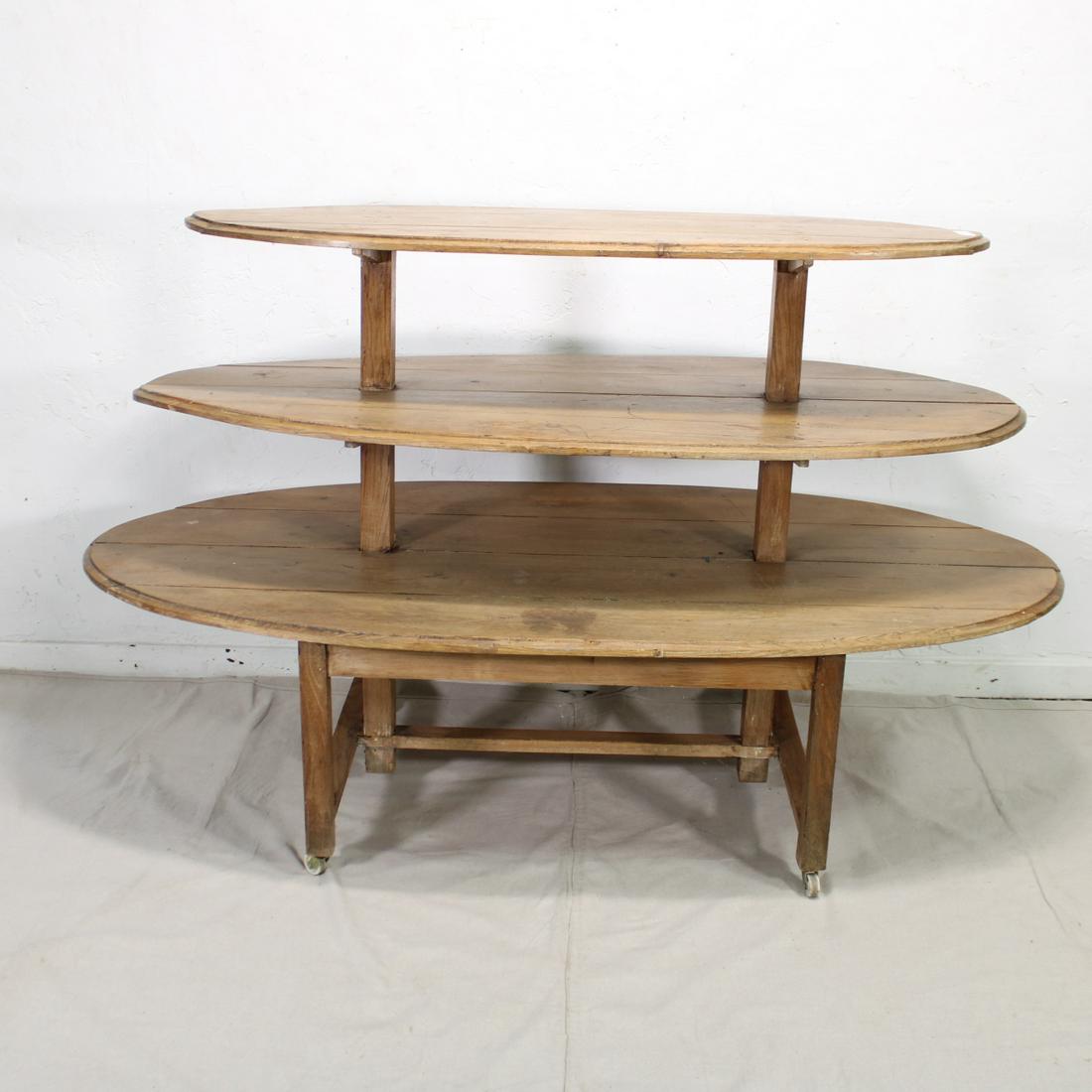 Wood Oval 3 Tier Rolling Shelf (1 of 5)