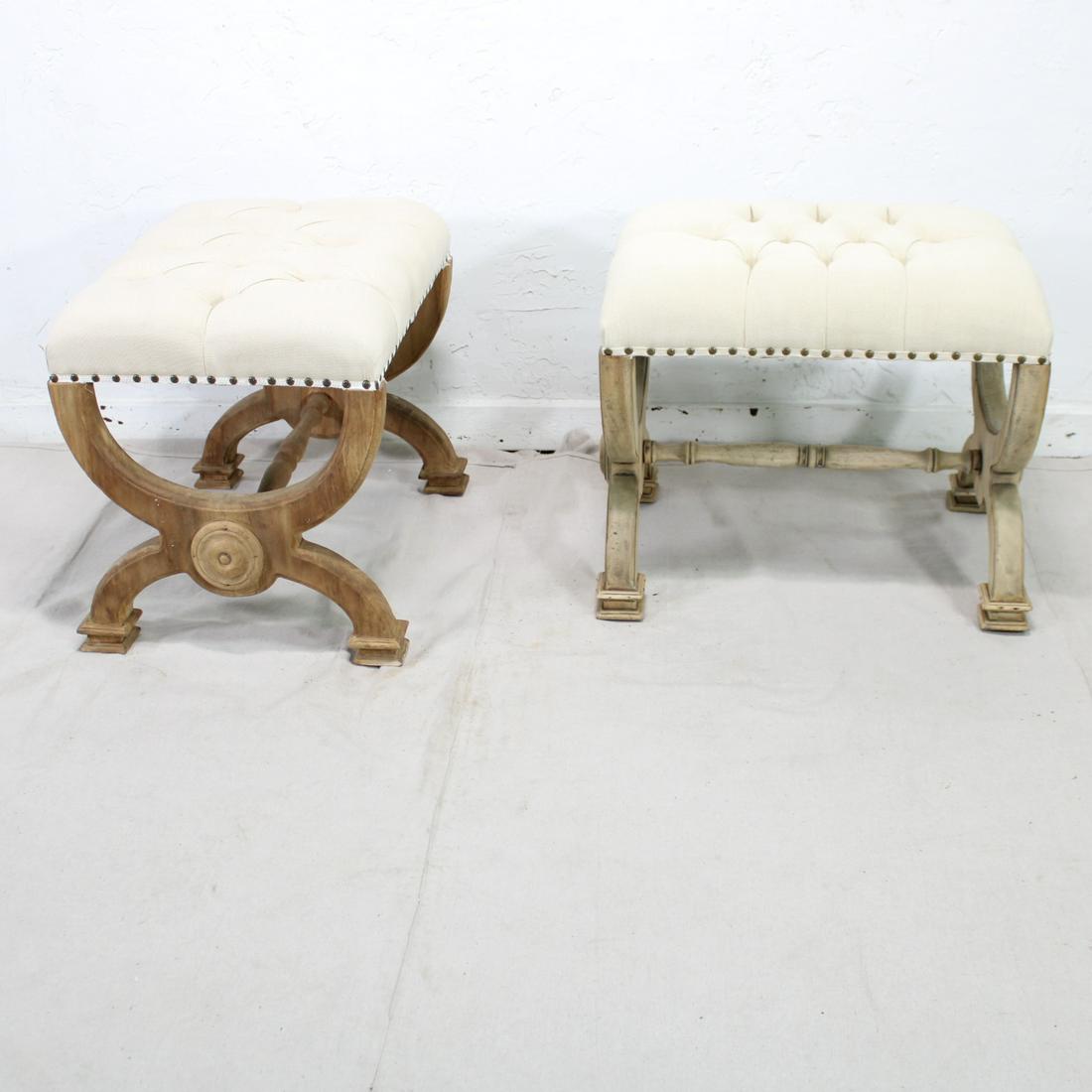 2 Button Tufted Coastal Stools (1 of 4)