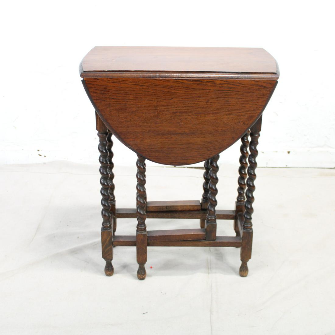 English Barley Twist Drop Leaf Table in Oak (1 of 5)