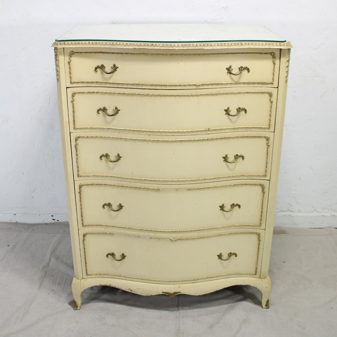 Vintage White Painted Tall Chest from England (1 of 4)