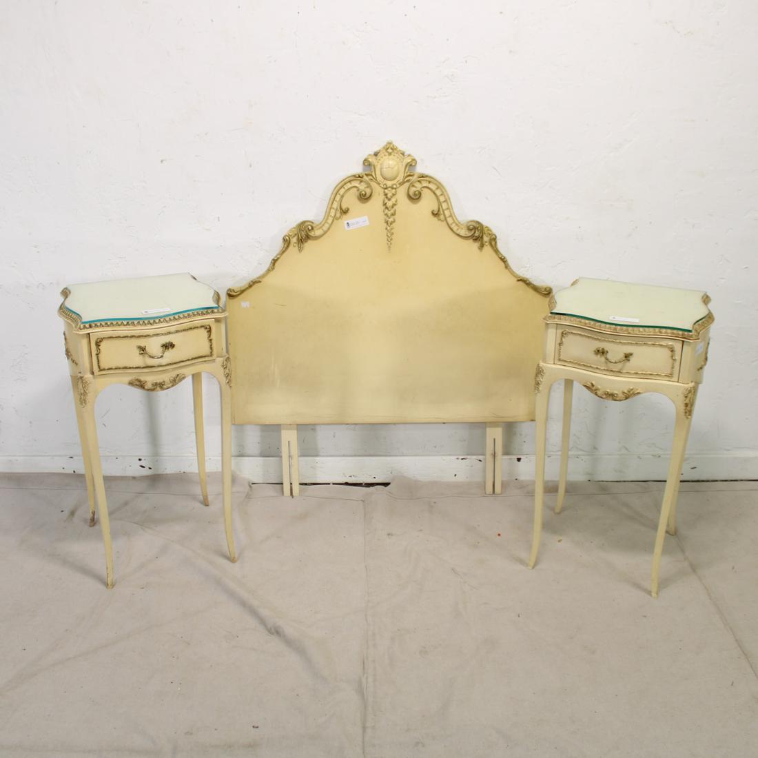 Pair of Vintage Night Stands & Headboard from England (1 of 6)