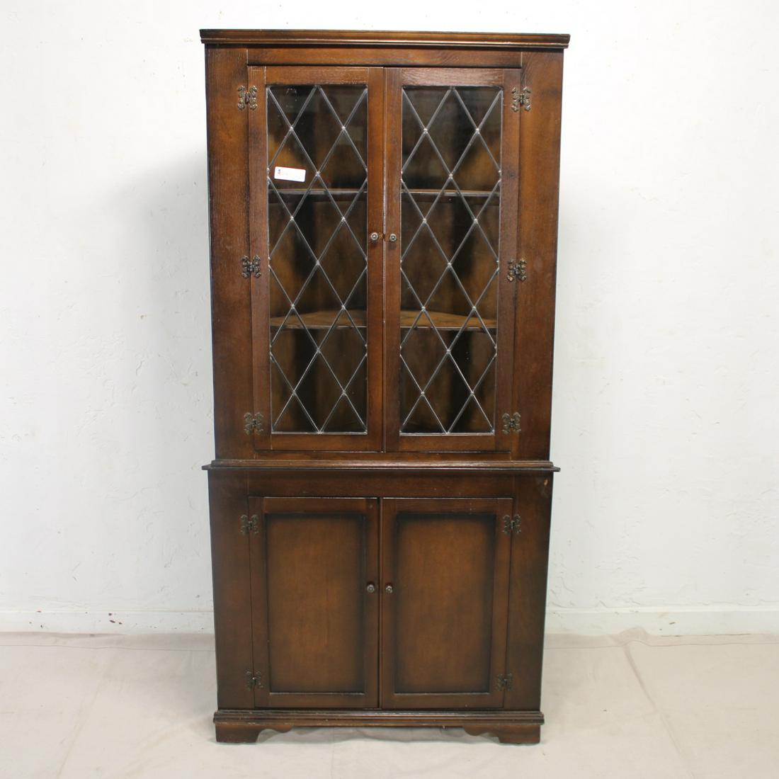 English Corner Cabinet with Diamond Glass Doors #2 (1 of 4)