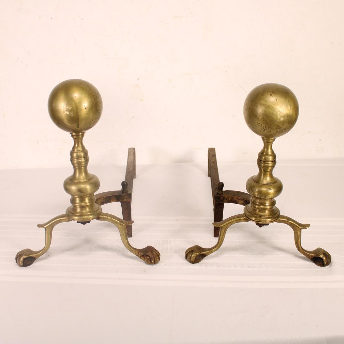 Brass Fireplace Andirons From England: Brass Fireplace Andirons From England 15 in tall x 11 x 19