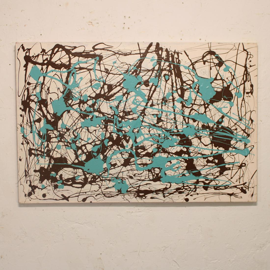 Unsigned Modern Art - Brown & Blue - Jackson Pollock (1 of 4)
